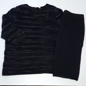 Stizzoli Blended Wool Glitter Top and Pleated Skirt Set